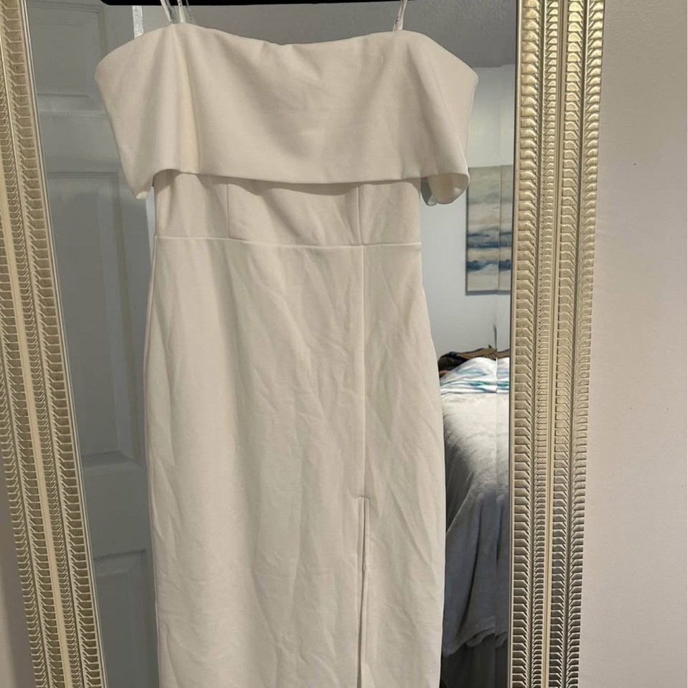 Chic Cream Strapless Midi Dress